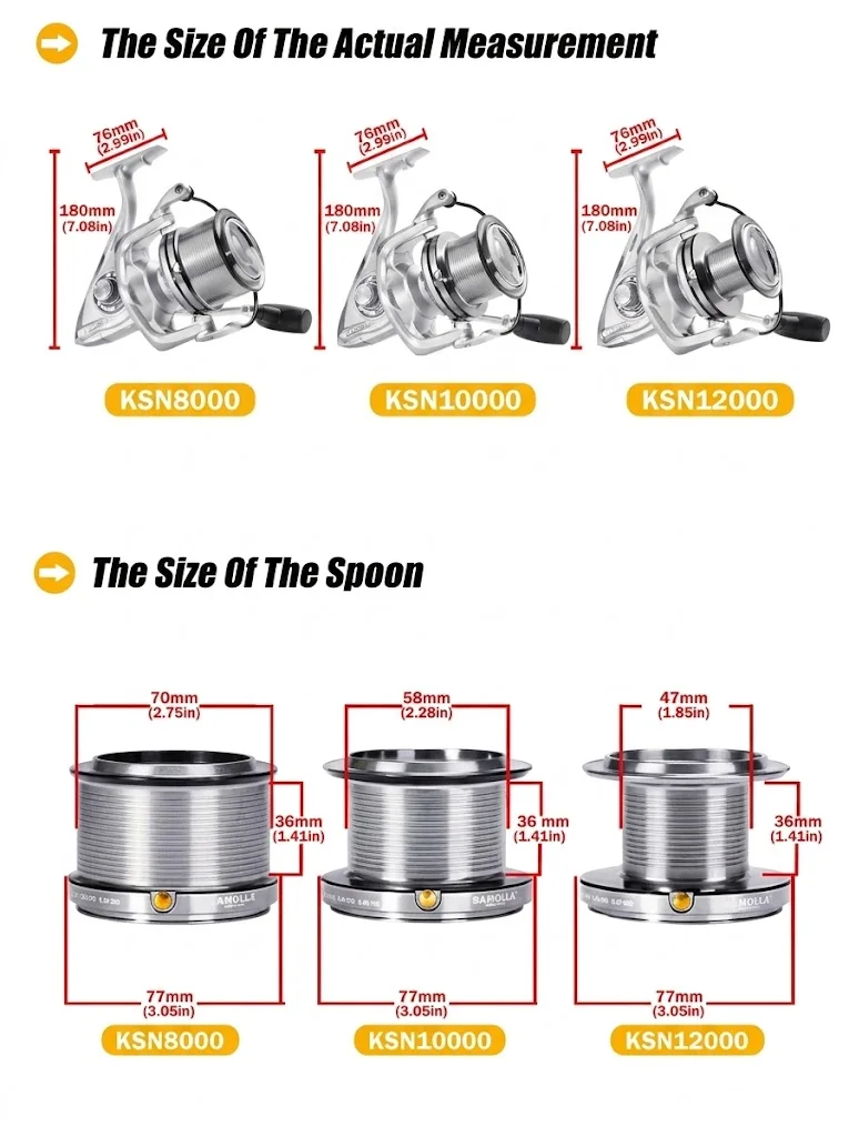 Vista del carrete y componentes para pesca con spinning