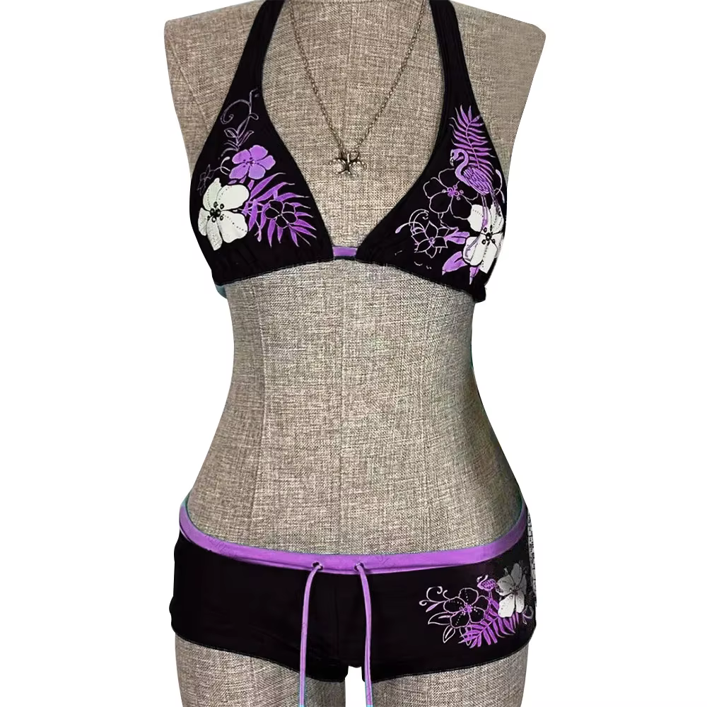 Bikini negro y azul con estilo sexy