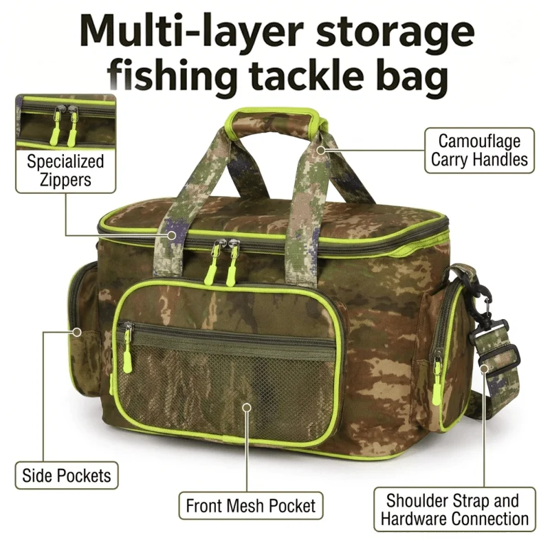 JOSBY bolsa de pesca multifuncional para cebo y equipo, gran capacidad - imagen 5