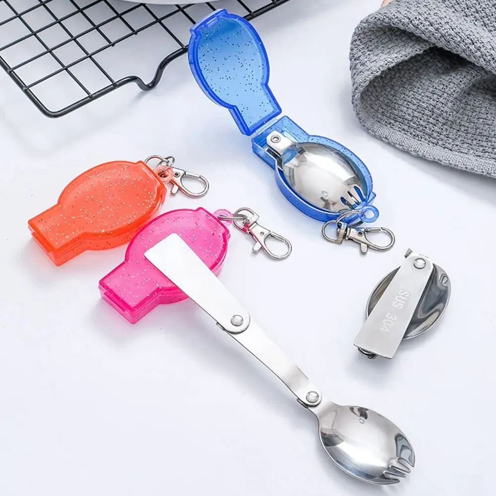 Cubiertos plegables de acero inoxidable para camping y viaje - imagen 4