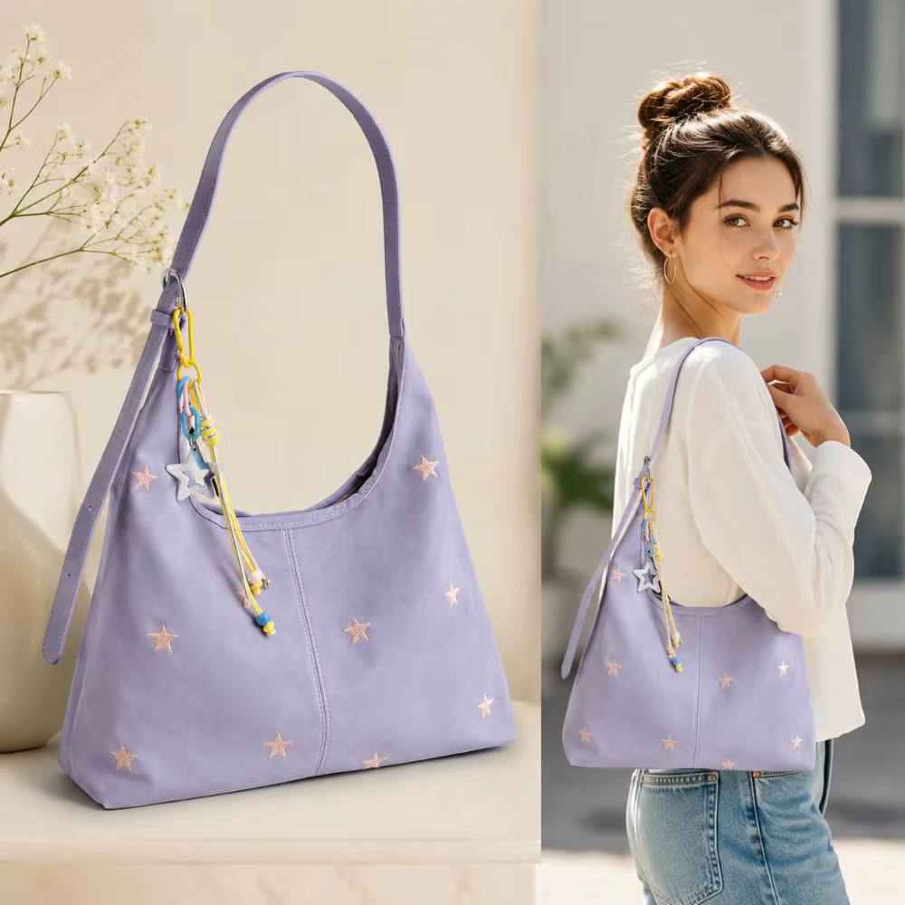 Bolso Hobo de Cuero PU con Estampado Estrellas – Gran Capacidad y Bandolera - imagen 2