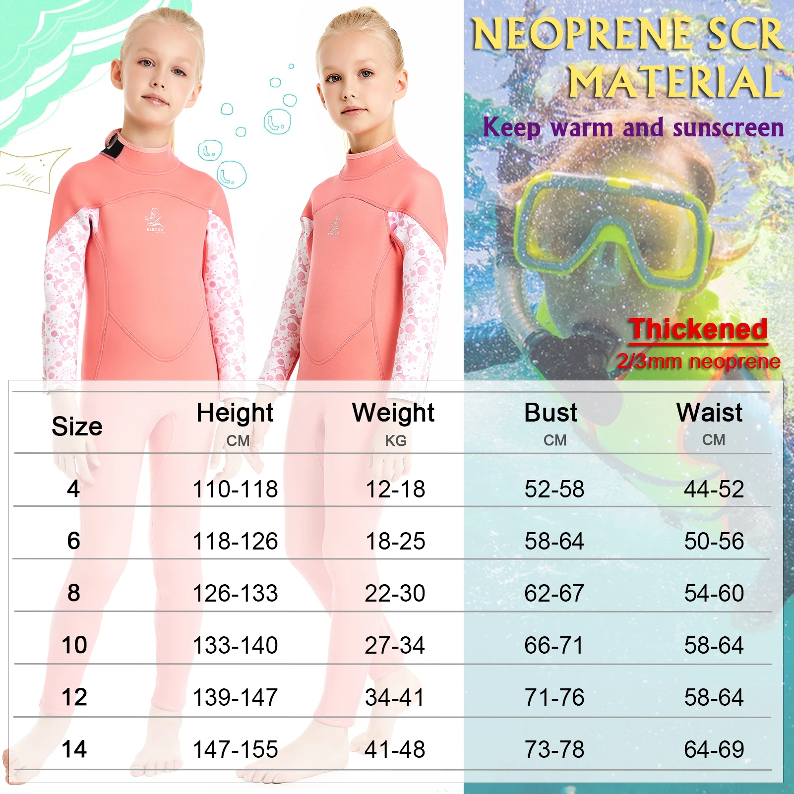 Traje de neopreno grueso para buceo infantil de agua fría - imagen 5
