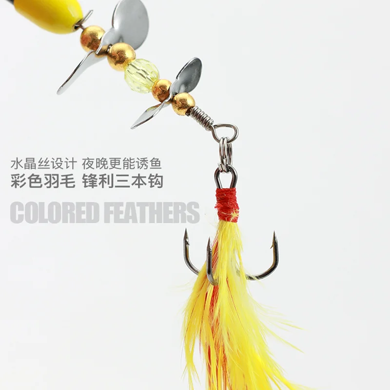 MAGBLUE Señuelo metal oscilante hélice giratoria pluma gancho triple - imagen 3
