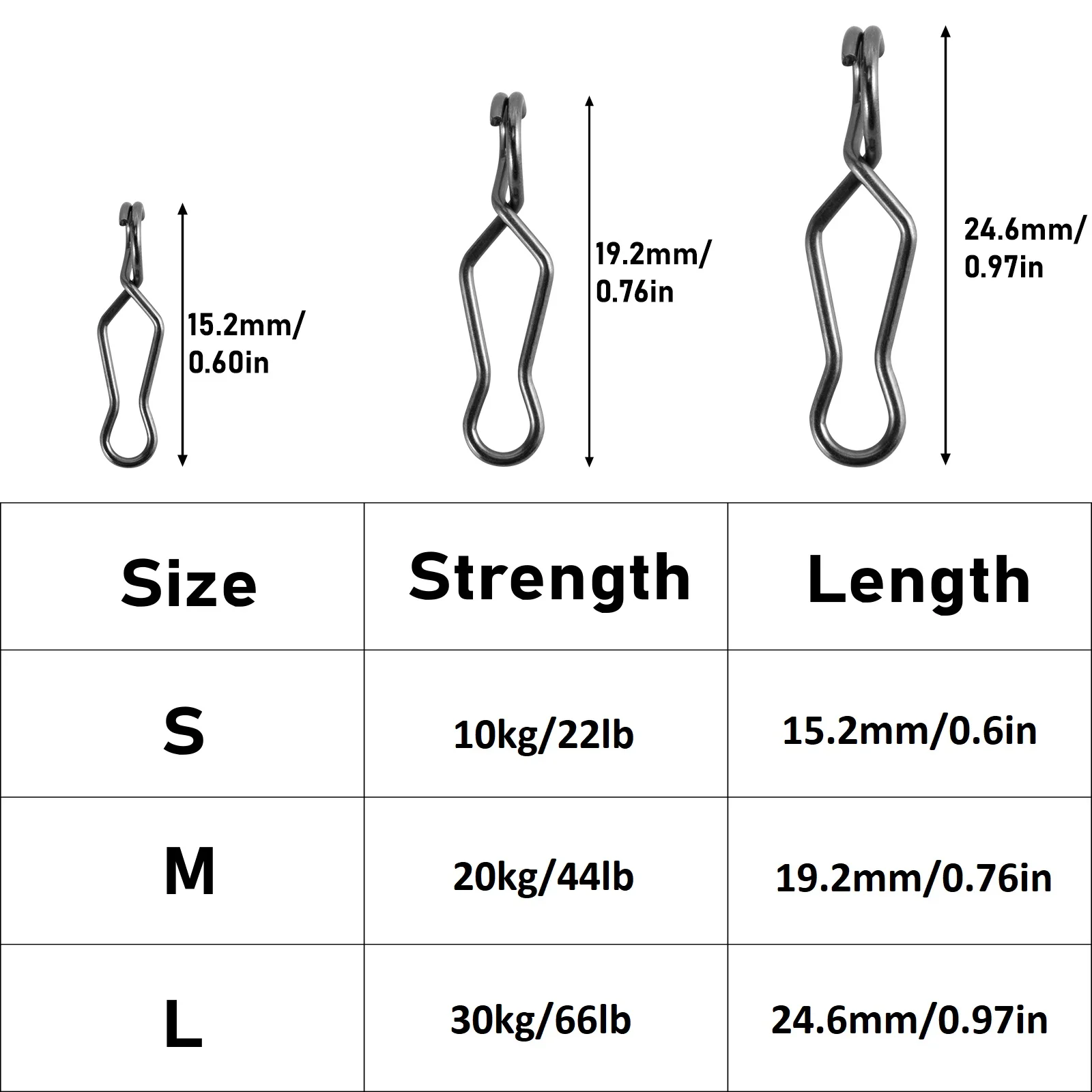 Clips de velocidad de pesca de acero inoxidable