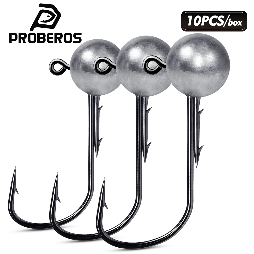 Anzuelos Jig Head lubina PROBEROS, cabeza redonda con púas vinilo