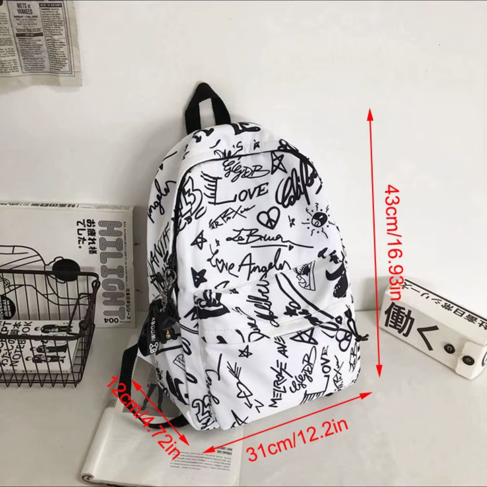 Mochila Urbana Graffiti Ultra Ligera – Gran Capacidad Estilo Coreano - imagen 5