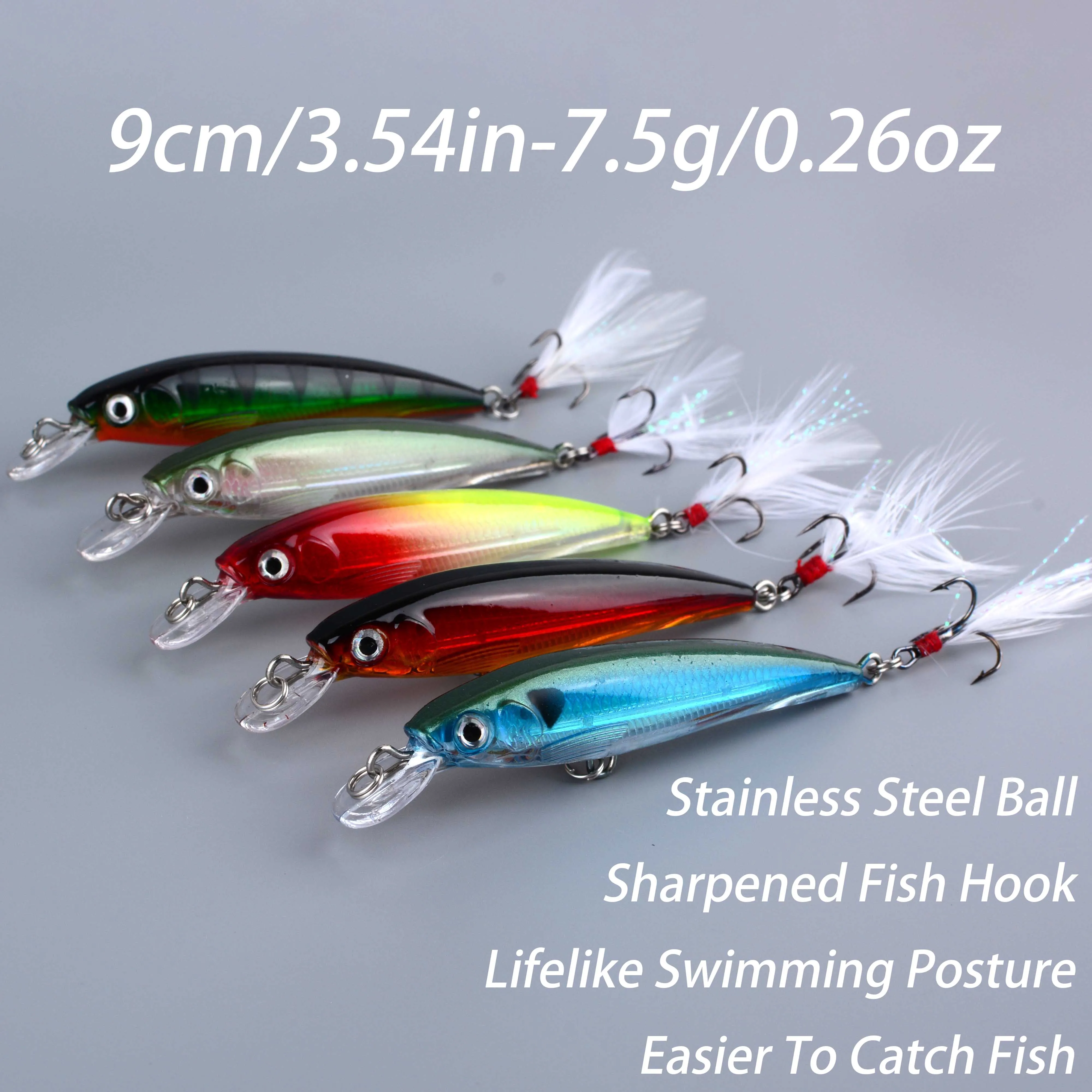Señuelos Minnow Larser para lubina, cebo artificial con gancho plumas - imagen 4