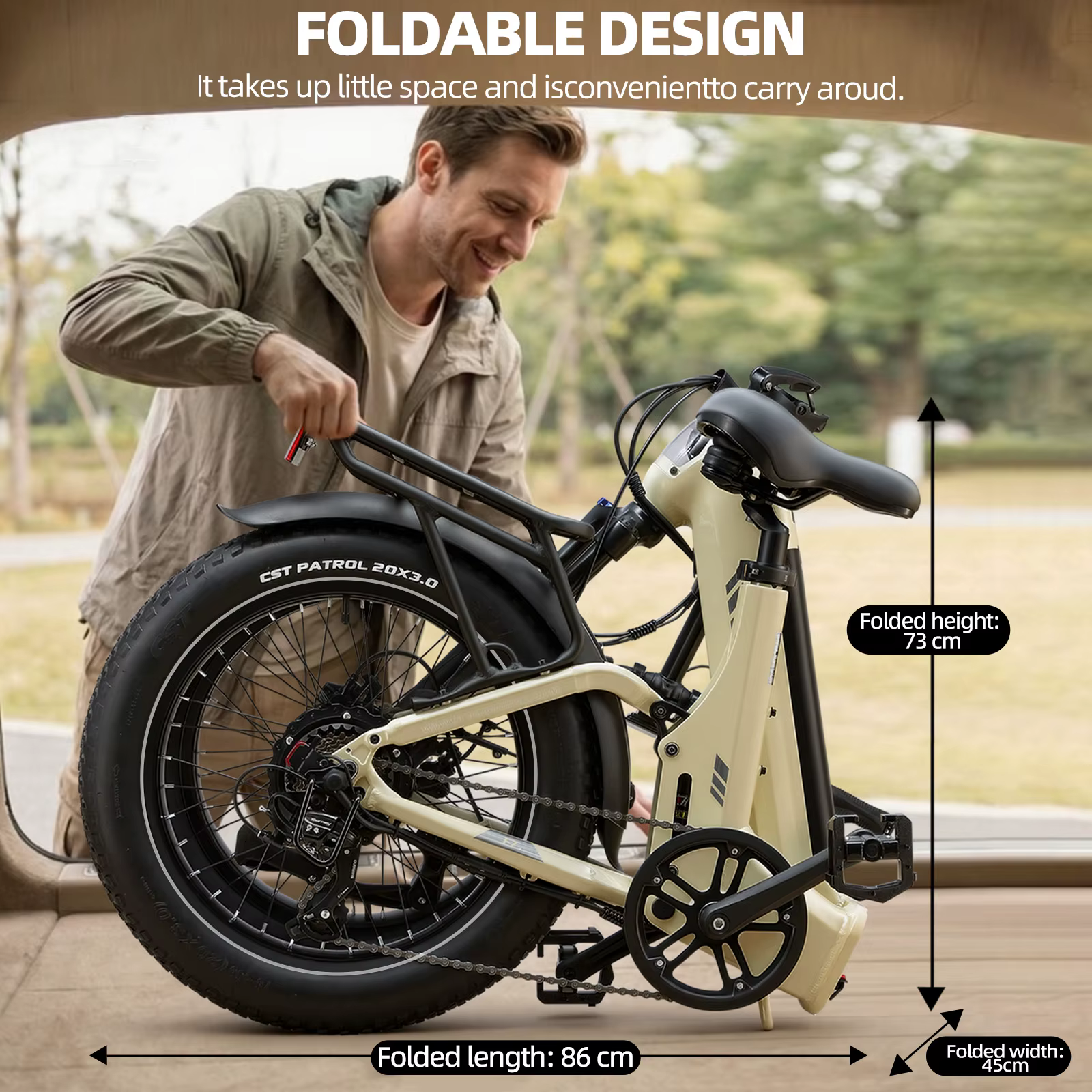 Bicicleta Eléctrica Plegable de Montaña con Neumáticos Gruesos 20" - imagen 3