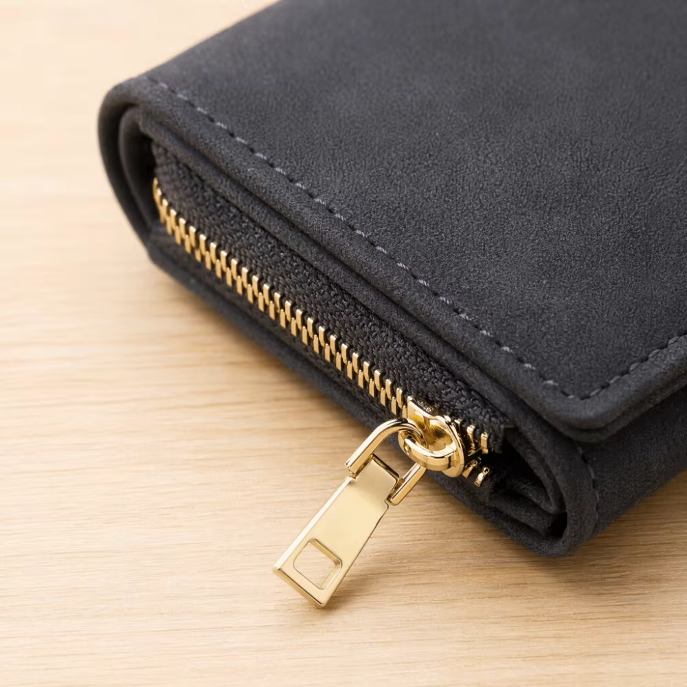 Cartera Tri-Plegable Mujer Cuero PU con Cremallera y Tarjetero - imagen 3