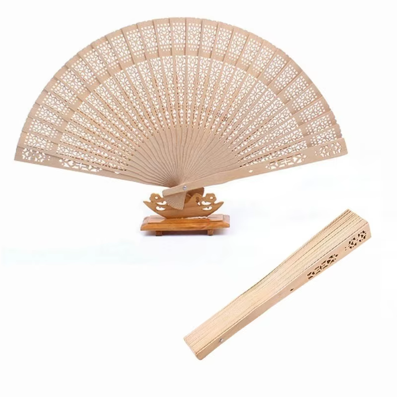 Abanico decorativo de madera plegable – Aromatizado con sándalo chino