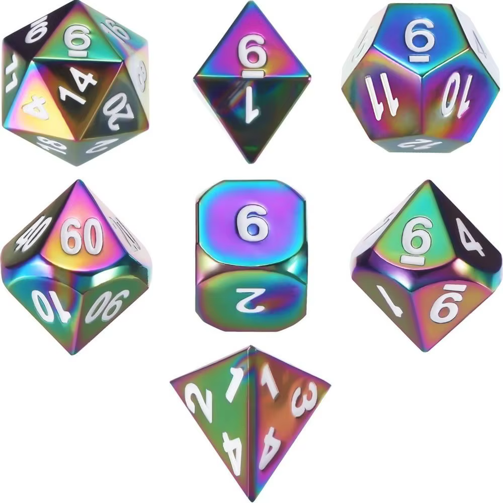 Dados poliédricos D&D - Set multicolor creativo D4-D20 - imagen 5