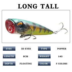 Señuelo flotante Pencil para lubina y lucio, crankbait con ojos tridimensionales