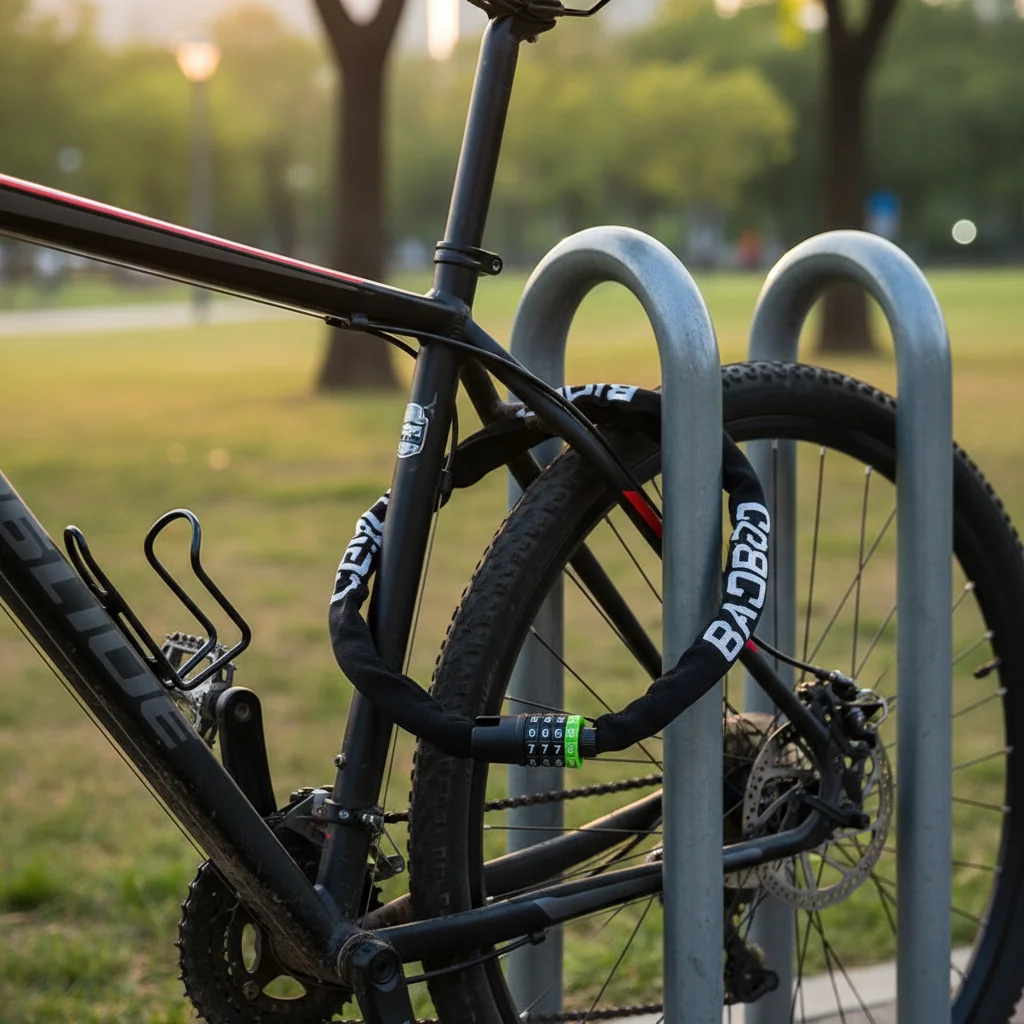 Candado de cadena para bicicleta con funda protectora