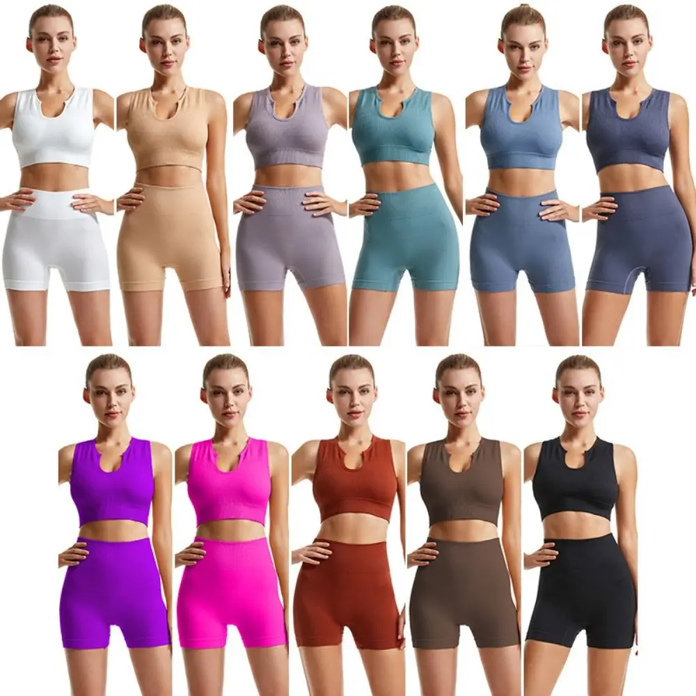 Traje de yoga sin relleno de tirantes elástico y shorts - imagen 5