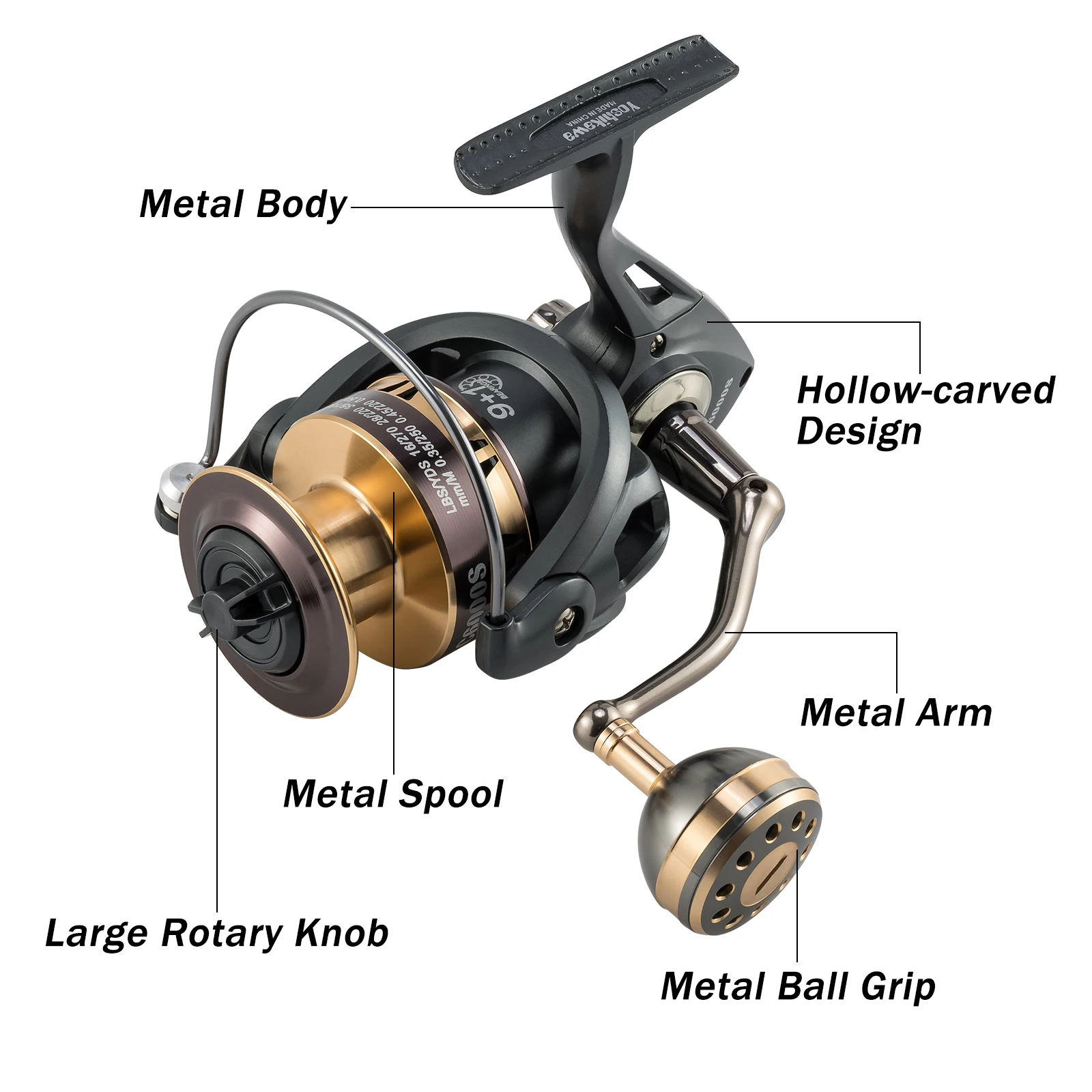 Carrete de pesca giratorio acero inoxidable y bobina CNC salada - imagen 4