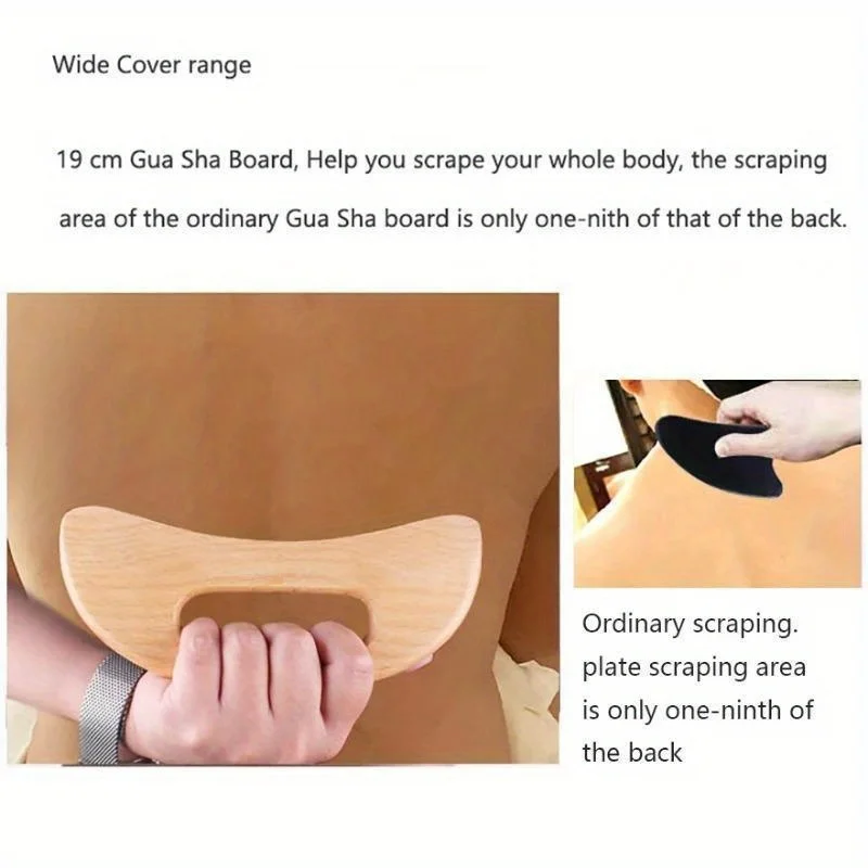 Gua Sha de madera natural para masaje facial y corporal terapéutico - imagen 4