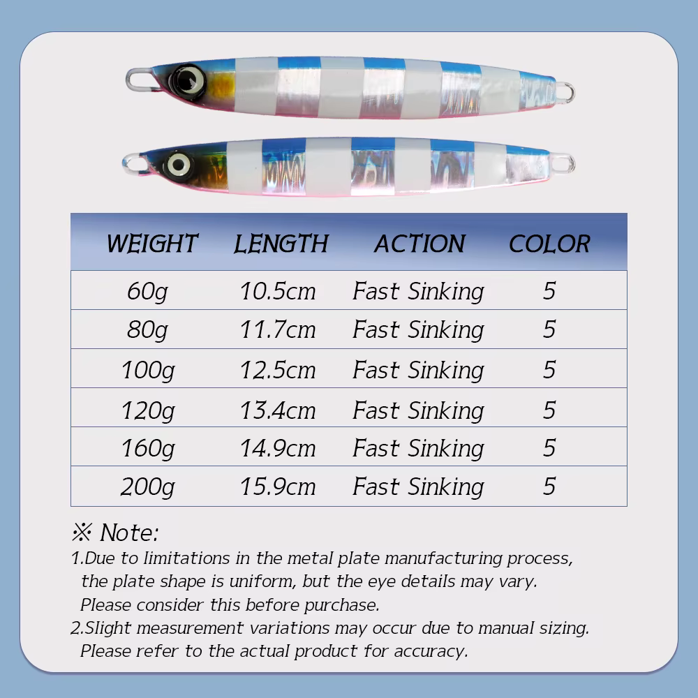 TOLU Jig Head Metal 60-200g – Hundimiento lento 5 colores ojos 3D - imagen 3