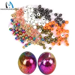 Maximumcatch Cuentas de tungsteno ranuradas multicolor para ninfas con cabeza de latón