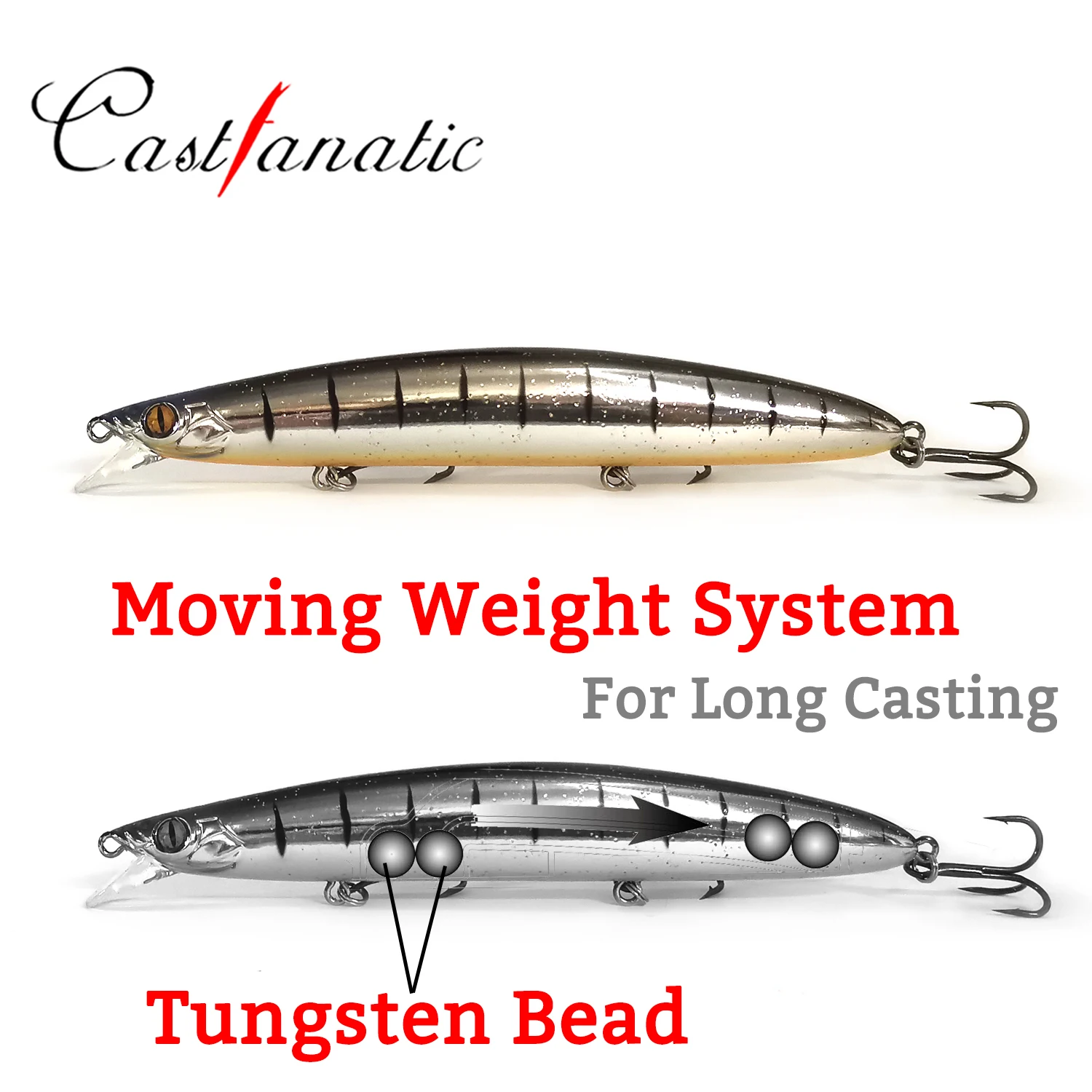 Castfanatic HOUND125F Glide Jerkbait pez plano flotante agua salada - imagen 4