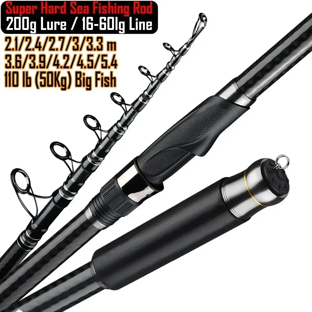 Caña telescópica carbono 36T 4,5-5,4m pesca mar desde barco
