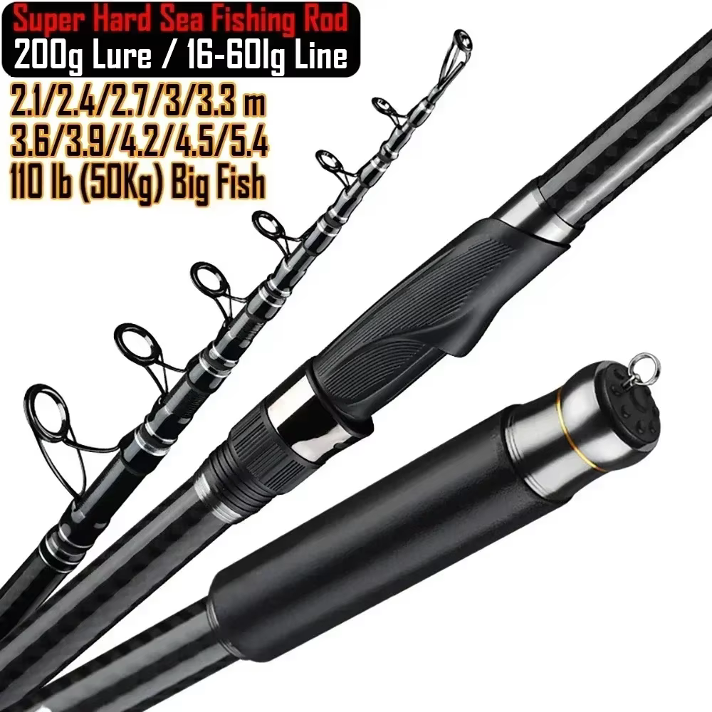 Caña telescópica carbono 36T 4,5-5,4m pesca mar desde barco