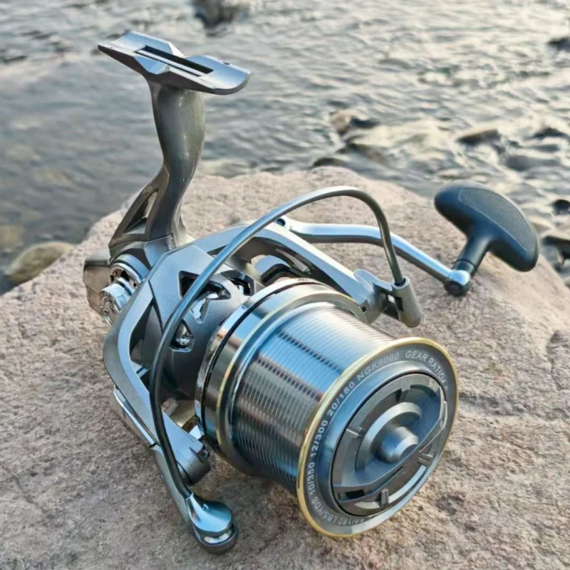 Carrete surfcasting lanzamiento largo, metálico y mango reversible - imagen 2