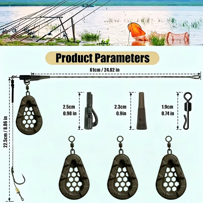 Montajes Pelo Carpa Preatados con Plomada – Listos para Pescar - imagen 3