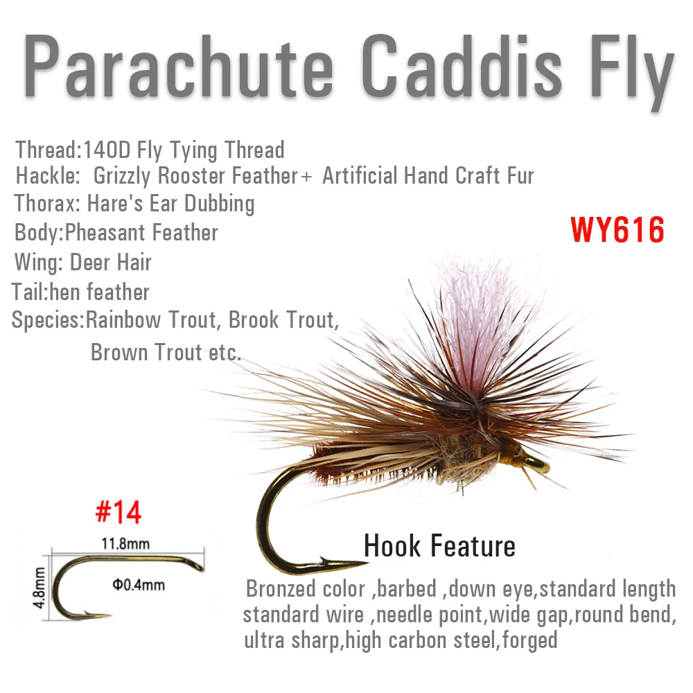 Vtwins Mosca seca Caddis Quintessential para trucha arcoíris - imagen 3