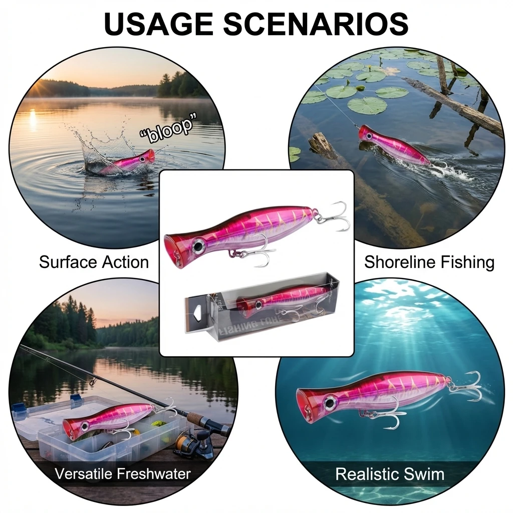Señuelo Topwater Popper para lubina: biónico de superficie - imagen 4