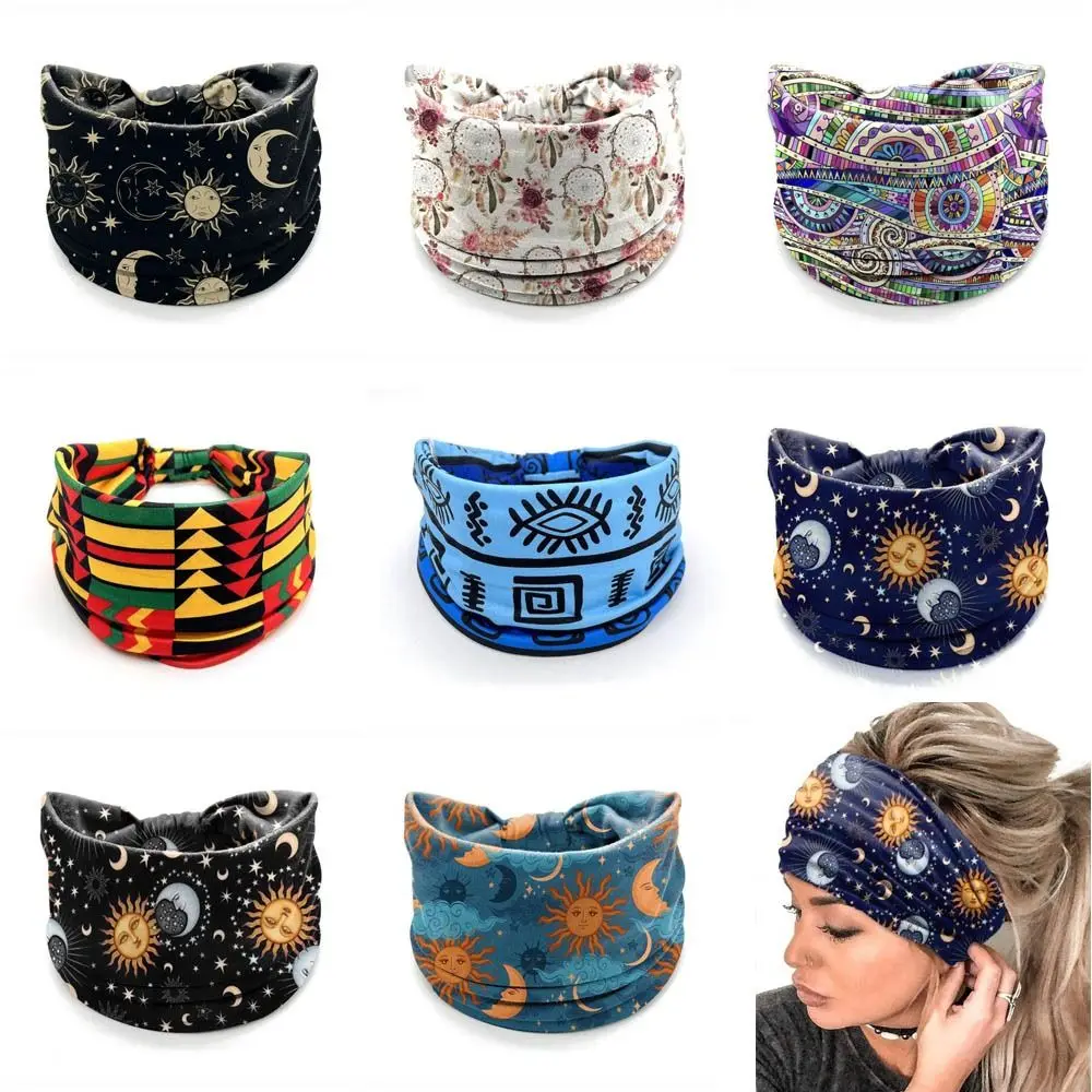 Bandas elásticas anchas Boho floral con turbante vintage para el cabello - imagen 5