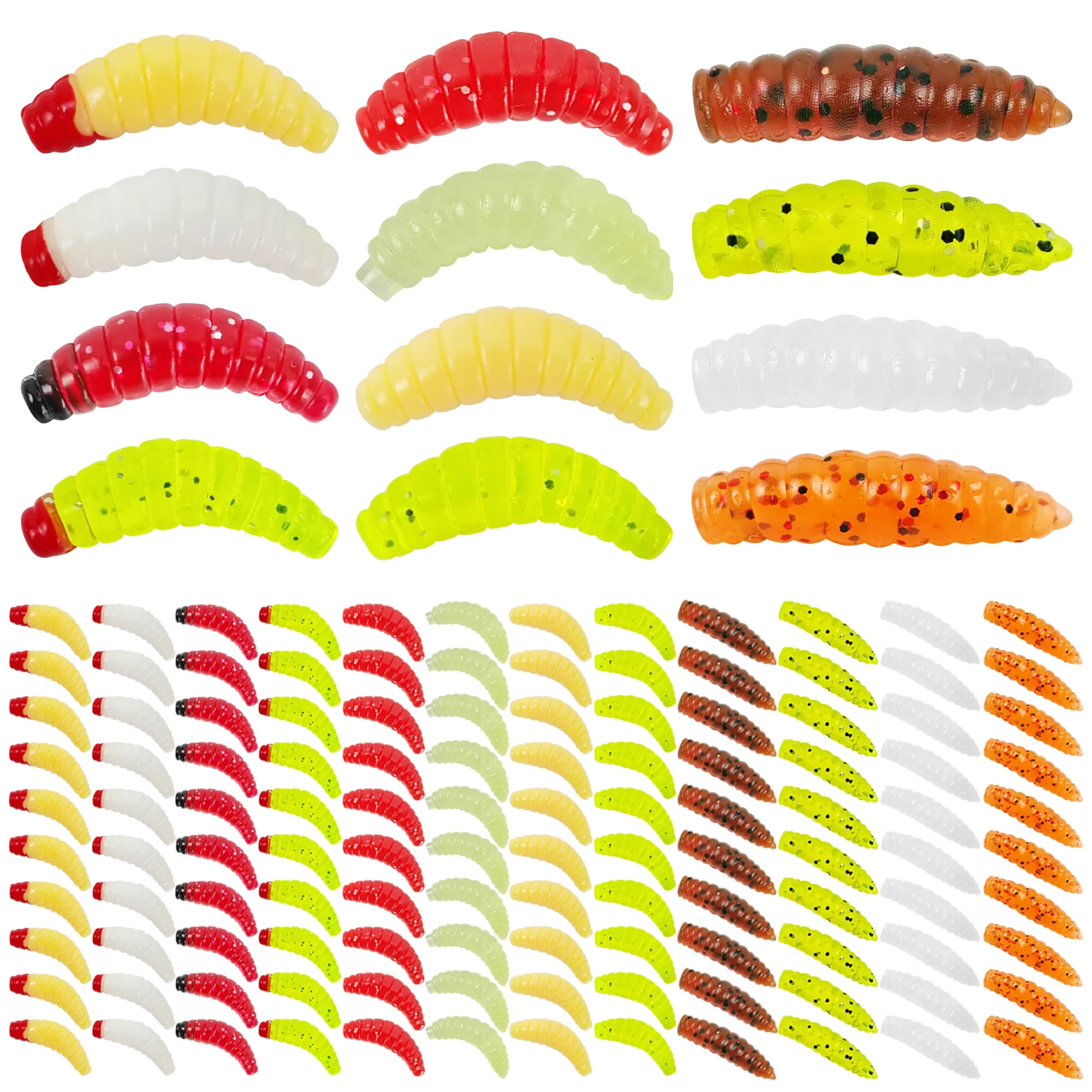 FREE FISHER Grubs para pesca en hielo de trucha, bajo y blanco - imagen 5
