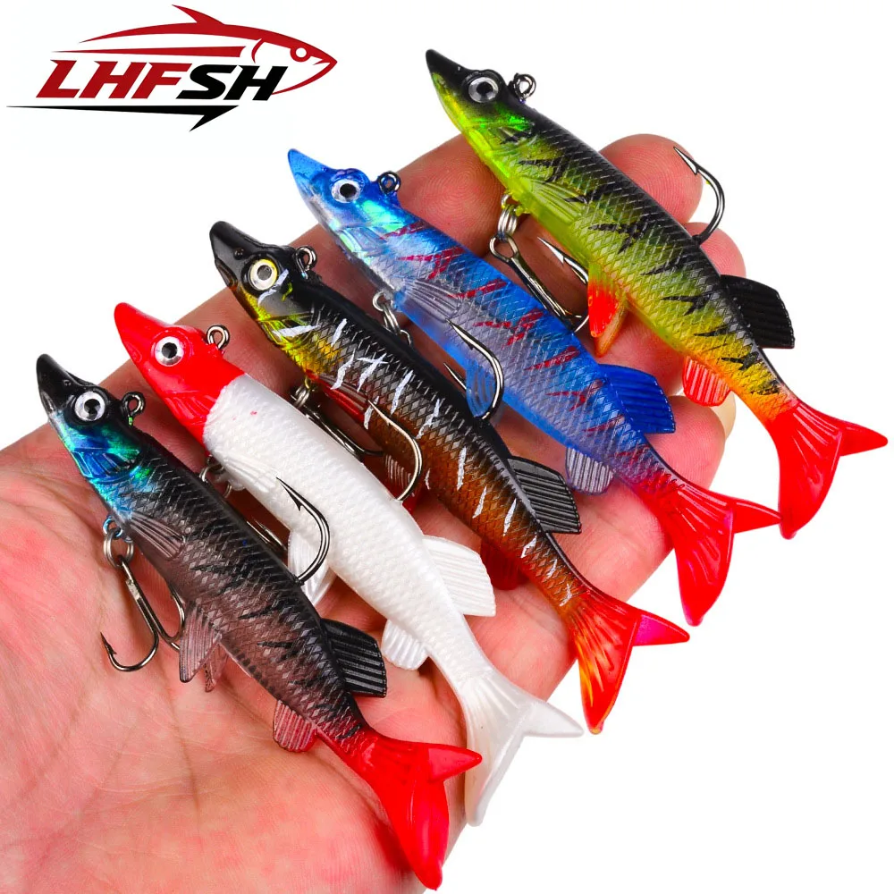 Señuelos blandos LHFSH T-tail con cabeza de plomo para lubina - imagen 4