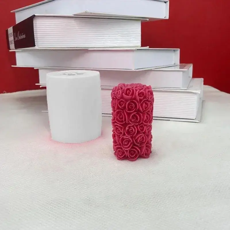 Molde de silicona cilindro rosa para velas, jabones y yeso - imagen 5
