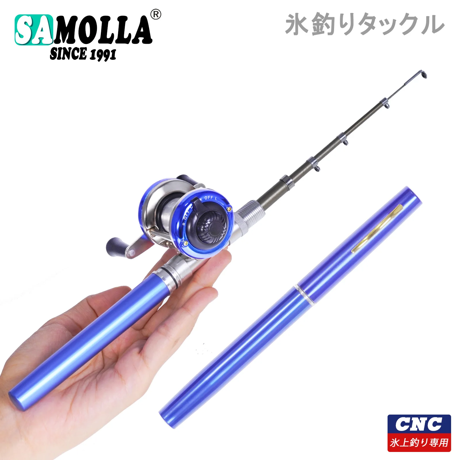Caña telescópica mini con carrete para pesca en hielo