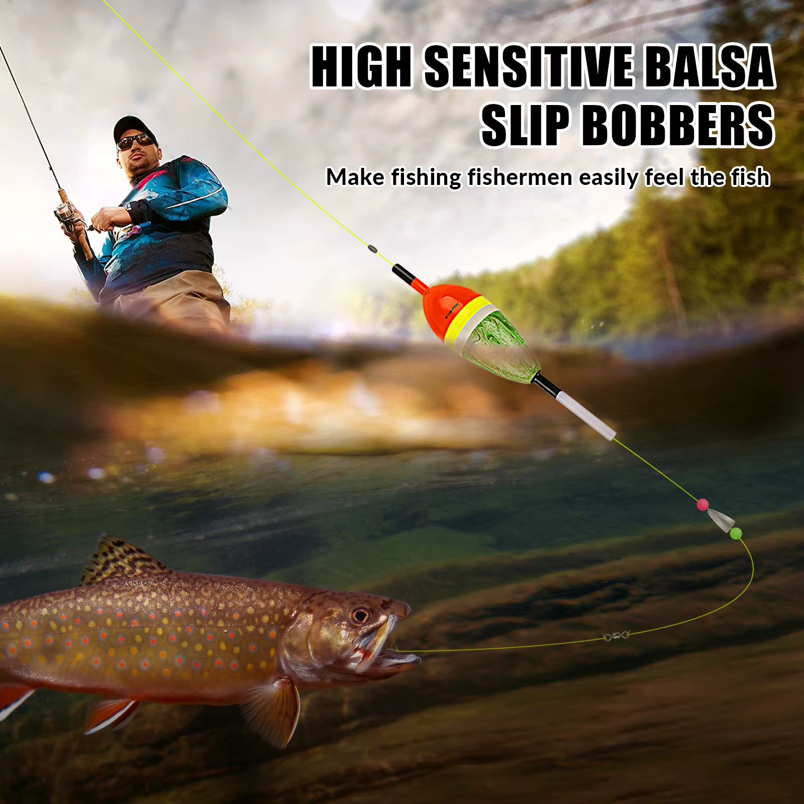 THKFISH Flotador deslizante de balsa para pesca de agua dulce - imagen 5