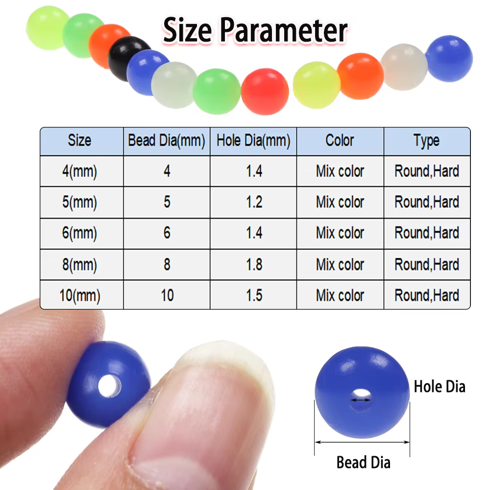 Perlas redondas de plástico duro para anzuelo triple – Colores mixtos - imagen 2