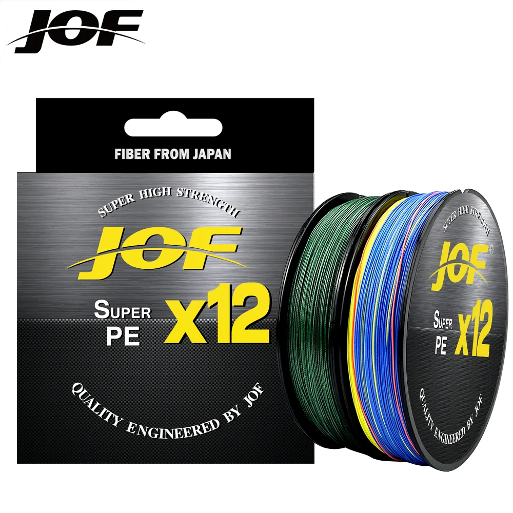 JOF X12 Línea trenzada - MultiColor, 12 hebras, agua salada, 20-80lb