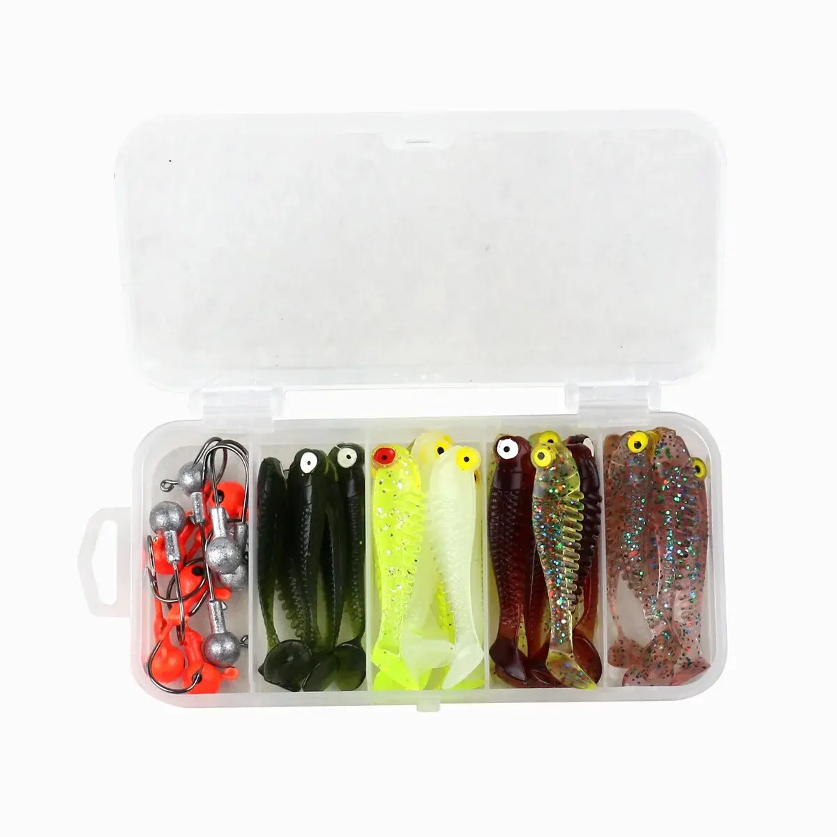 Señuelos blandos con cabeza plomada – Kit aparejos para pesca - imagen 5