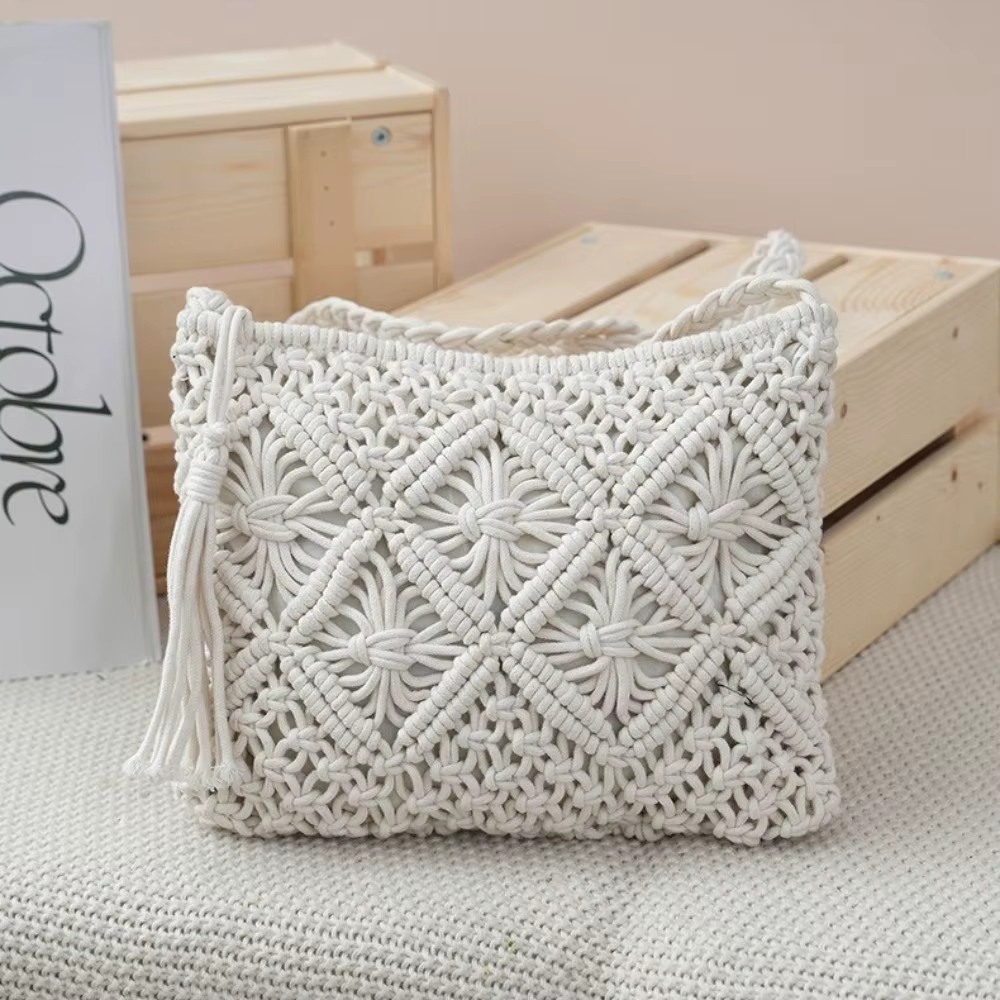 Bolso bandolera retro rectangular con borlas para pesca al aire libre - imagen 5