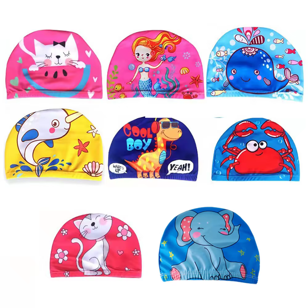 Gorro impermeable de natación infantil con dibujos divertidos