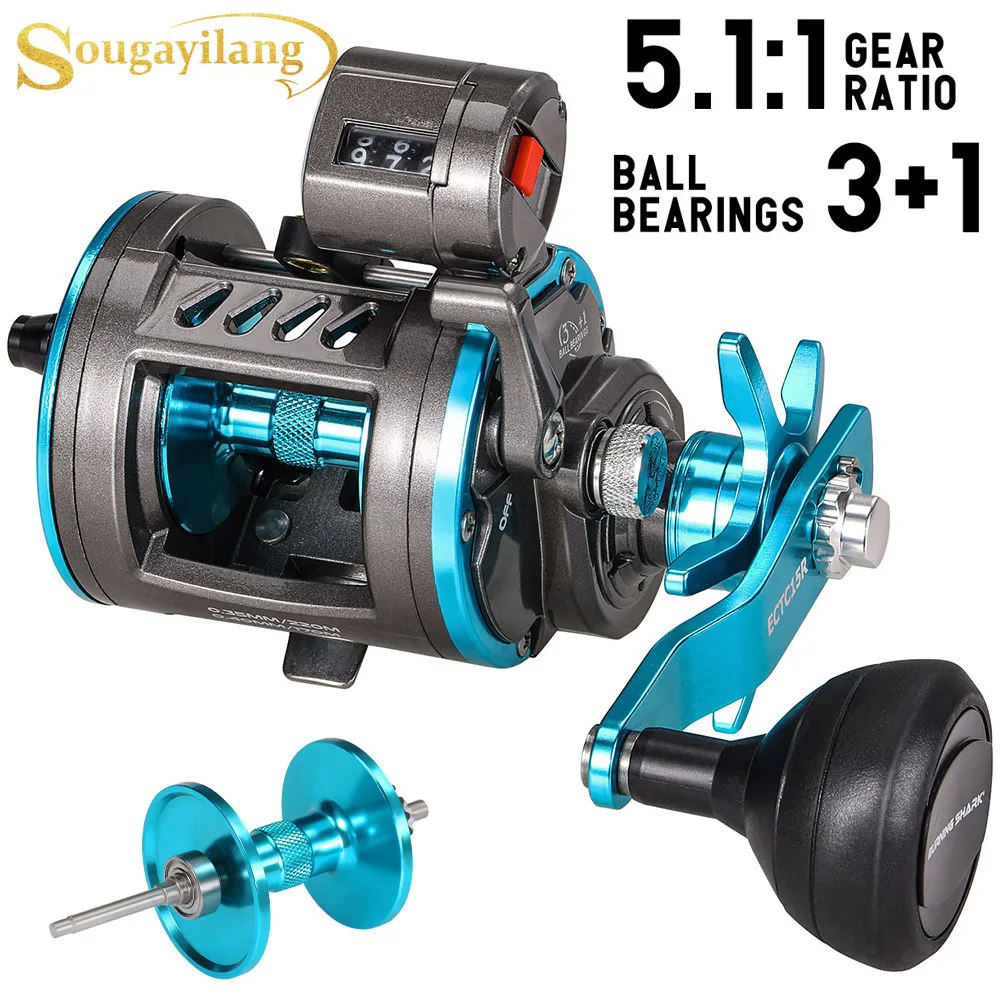 Sougayilang ECT15R Carrete con Contador de Profundidad 5.1:1