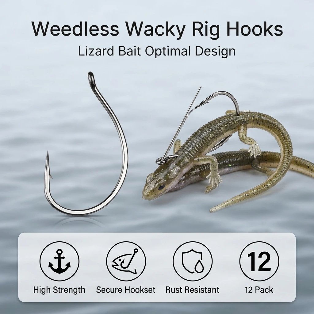Anzuelos Wacky Rig para lubina anti-enredos de acero carbono - imagen 3