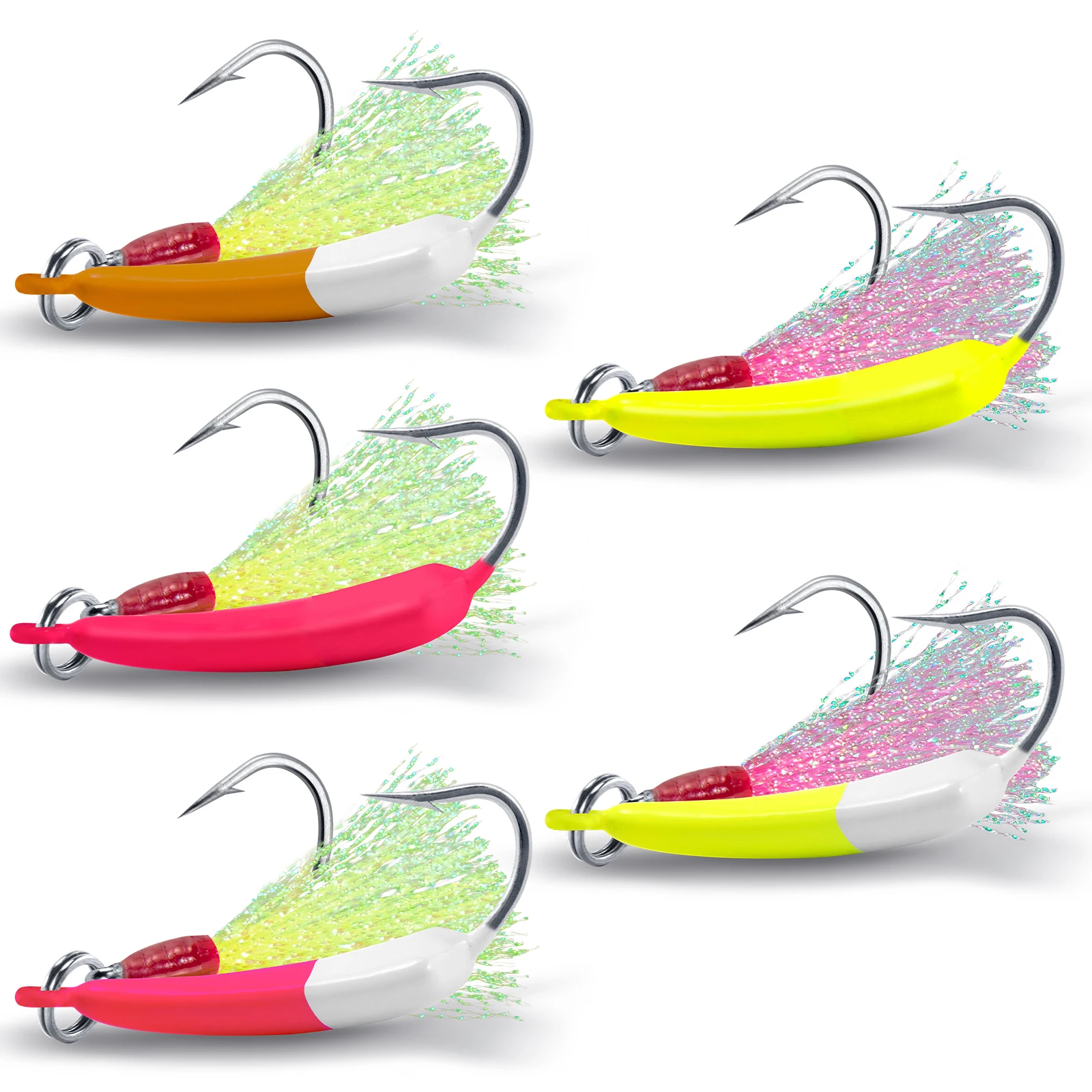 Jigs de pompano con forma de plátano y gancho para el pelo