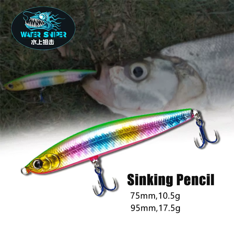 Water Sniper Señuelo para lubina que se hunde con anzuelos triples