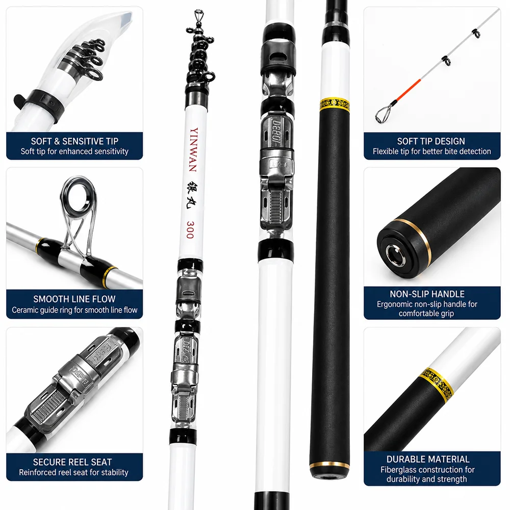 JSFUN Caña telescópica portátil para pesca en costa y lago - imagen 3