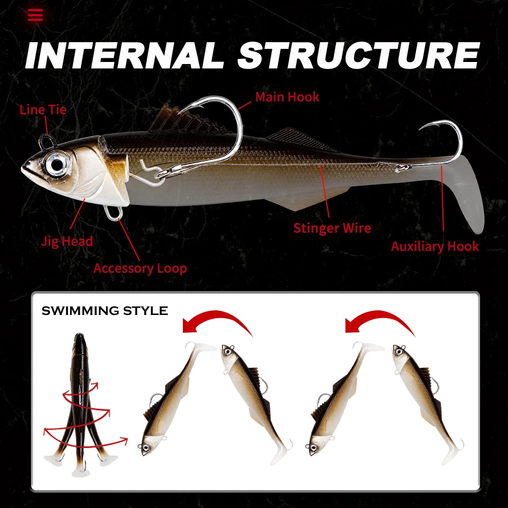 Hunthouse Heavy Soft Swimbait T-Tail señuelo para lubina y mero - imagen 5