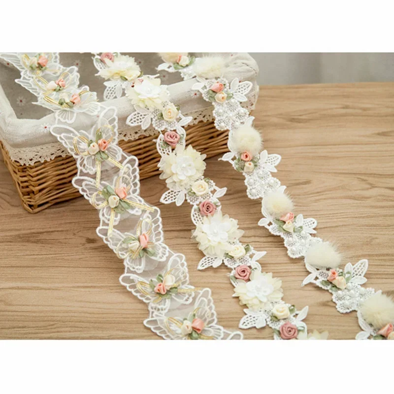 Aplique encaje mariposa flor blanca 3D para costura y manualidades - imagen 4