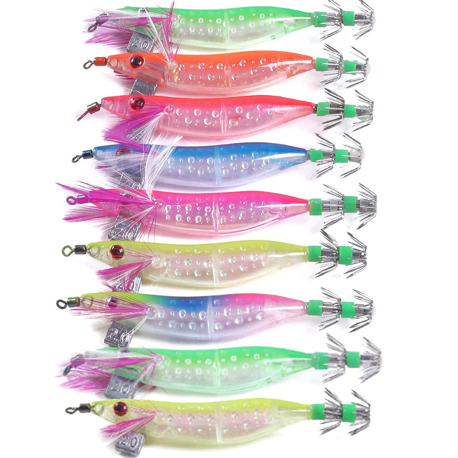 Anzuelos de calamar luminosos para pesca en el mar con púas - imagen 2