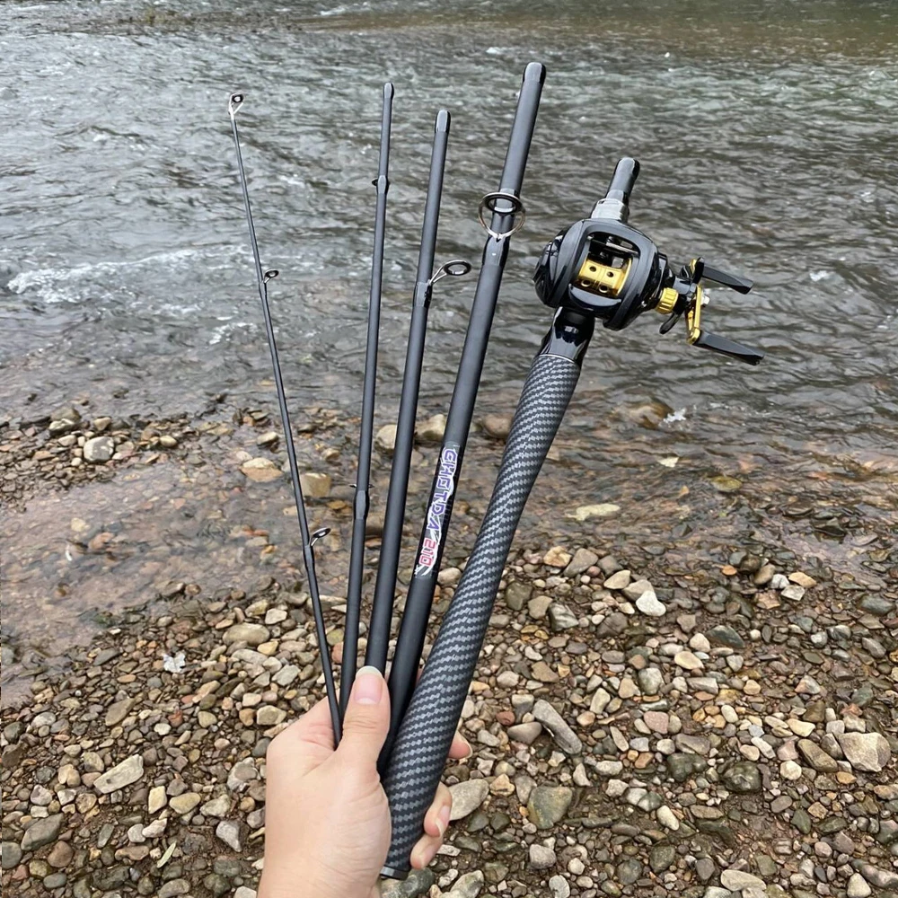 Combo pesca spinning y casting fibra de carbono caña y carrete - imagen 5