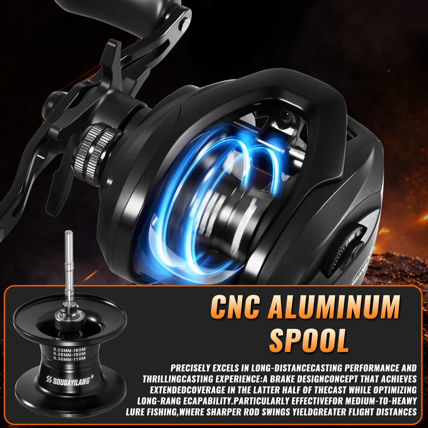 Carrete Pesca Sougayilang X1 – Bobina Aluminio CNC Agua Dulce y Salada - imagen 5